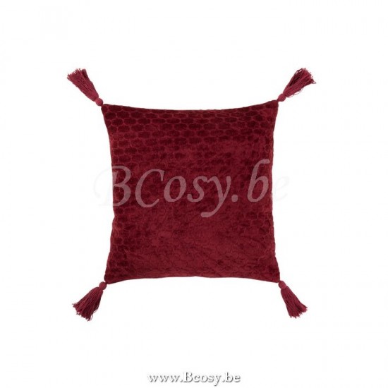 J Line 7040 Kussen Patroon Katoen Donkerrood 45x45 sierkussens sierkussentjes