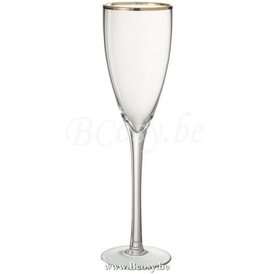 J Line Jline Bicchiere Di Champagne Oro Bordo Vetro Trasparente Oro Copa De Champán Borde De Oro Cristal Transparante Oro
