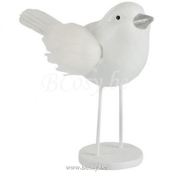 J Line Jline Uccello Resina Pelliccia Sintetica Bianco Large Pajaro Resina Imitacion Piel Blanco Large