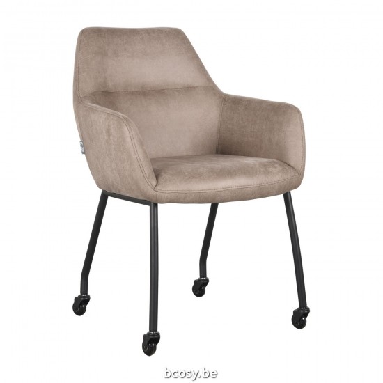 LABEL 51 Chaise de salle à manger Lenny Taupe Micro Suede.