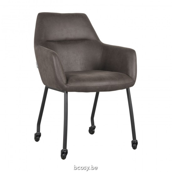 LABEL 51 Chaise de salle à manger Lenny Anthracite Micro Suede.