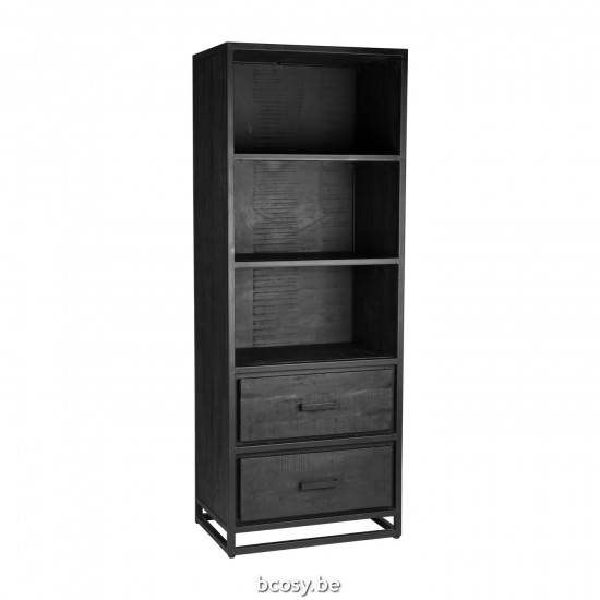 LABEL51 Bookcase Chili Black Mango wood Boekkast.