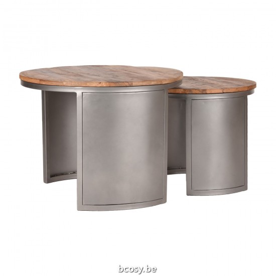 LABEL51 Salontafel Set Bunch Rough Mangohout 60 cm Rond.