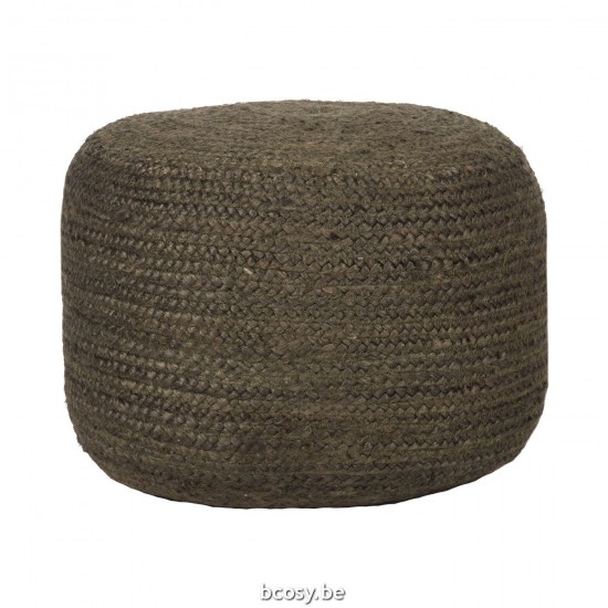 LABEL 51 Poef Jute Zwart Jute 50 cm.