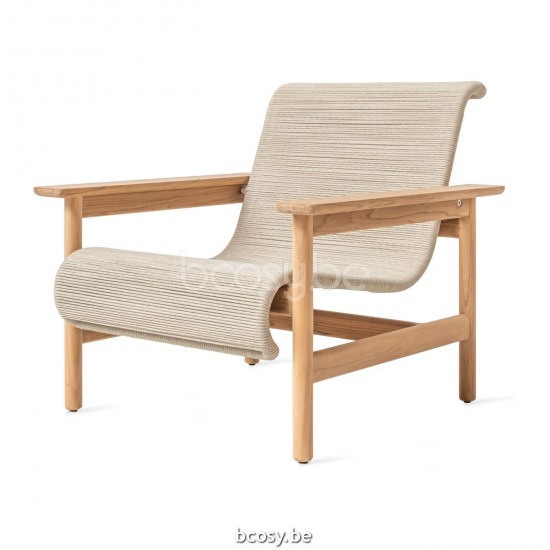 Vincent Sheppard Tomus Loungesets 1zit Onbehandeld teakhout frame Flax Touw Polypropyleen.