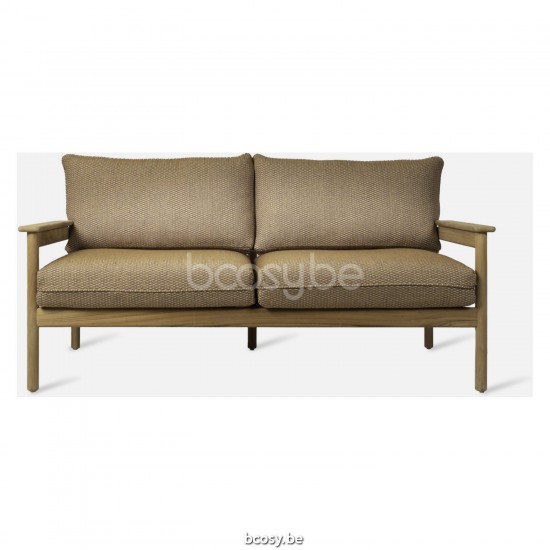 Vincent Sheppard Oda Loungebank 2.5s Rahmen aus Unbehandeltes Teakholz Flachs Stoffstreifen Polypropylen.