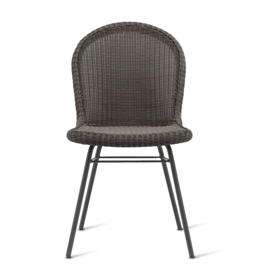 Vincent Sheppard Damien tuinstoelen buitenstoelen Zwart Gepoedercoat Stalen A frame Mocca Wicker Polyethyleen.