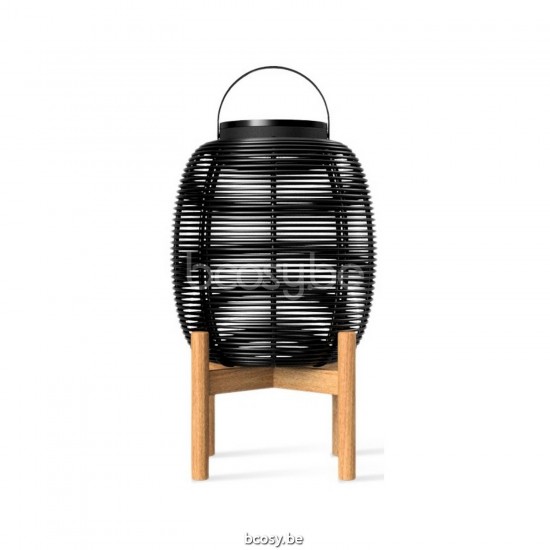 Vincent Sheppard Tika Vloerlampen Stalampen Staande Lampen Staanlampen Onbehandeld teakhout frame Zwart Wicker koord Polyethy