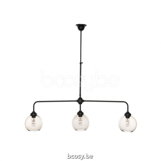 Marckdael pendel Billiardo-Biliardo Marckdael 0187-3F-GL-NE-GLOBE-SMALL-TOPAZ Billiardo zwart pendel H min 70 max 110cm VVD VDV Verlichting .