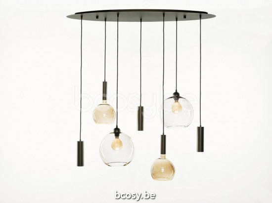 Marckdael pendel Lisboa Marckdael 1012-S7-OV-BRONZO-GLOBE-TOPAZ-2GR-FLOATING-2GR Contemporal Brons pendel H max 125cm VVD VDV Verlichting va.