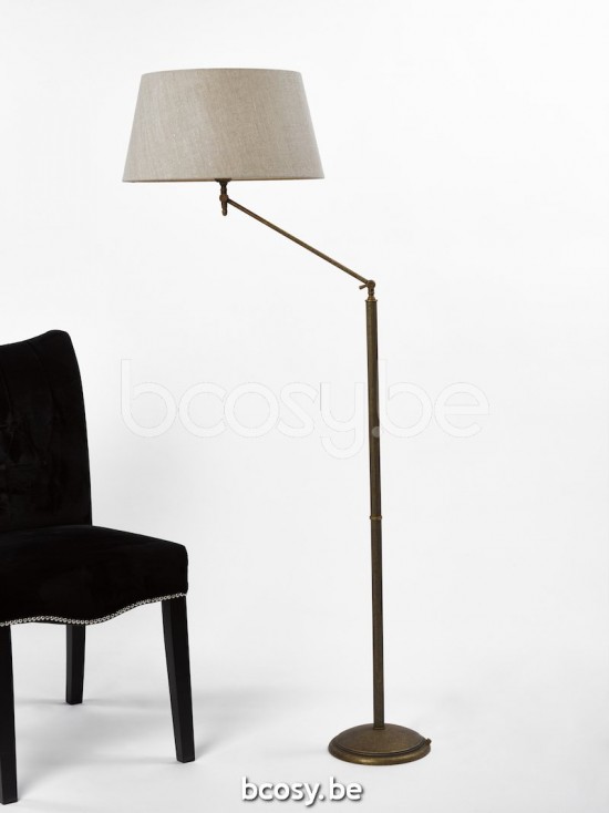 Marckdael vloerlamp Biliardo Marckdael 1119-P-155-AS + STKP 1119-P-155-AS-STKP 1119-P-155-AS-STKP-H50-LINNEN-COLOR22 Floorlamps antiek brass.