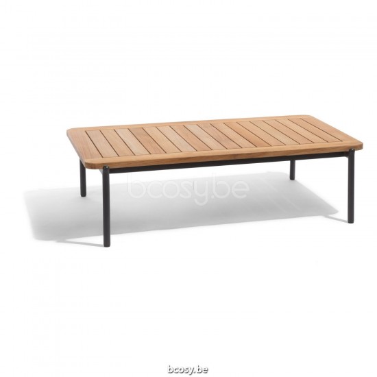 Diphano Omer table basse S (120x75) Cadre Aluminium Lava Dessus Teck naturel.