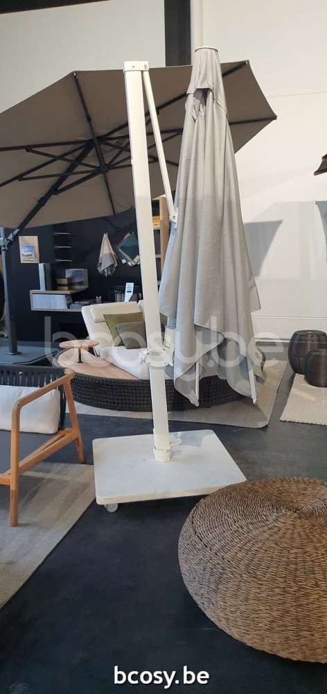 Jardinico ANTEGO 300x300 Square Sidepost Cantilever Free Pole Mast Floating Parasol 3x3 Pole Mast Post White Powder Coated Aluminium| Canopy-fabrics Gris Nature Classic-Acryl solids.