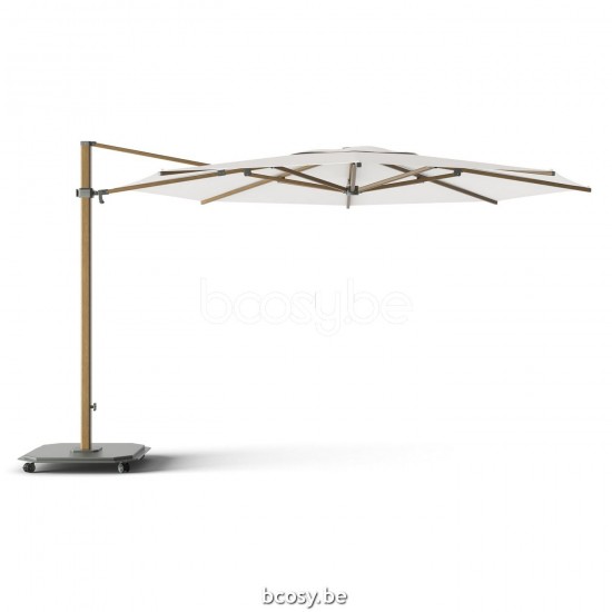 Jardinico JCP403 Ø400 Ronde Vrijhangende Parasol Mast Teak Aluminium Met Structuur Doek Pearl Sunbrella Plus Marine UFJCP.403 CARACTERE.