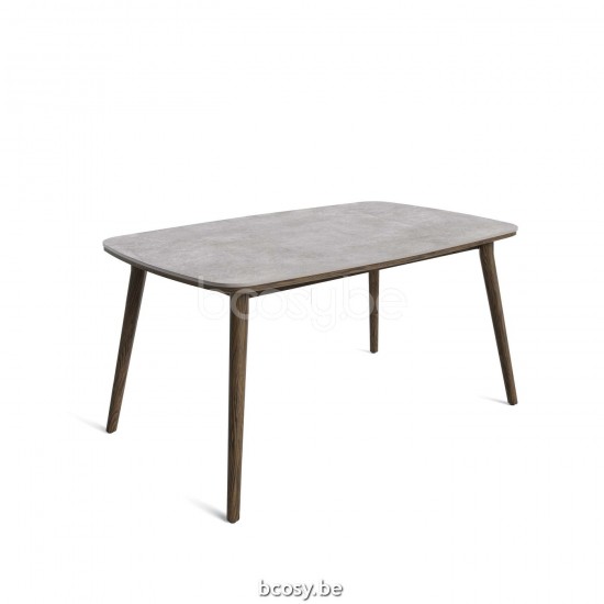 Jardinico LEGNA Rectangular Garden Outdoor Dining Table 160x100 Sable Teak Ceramic Taupe Grey.