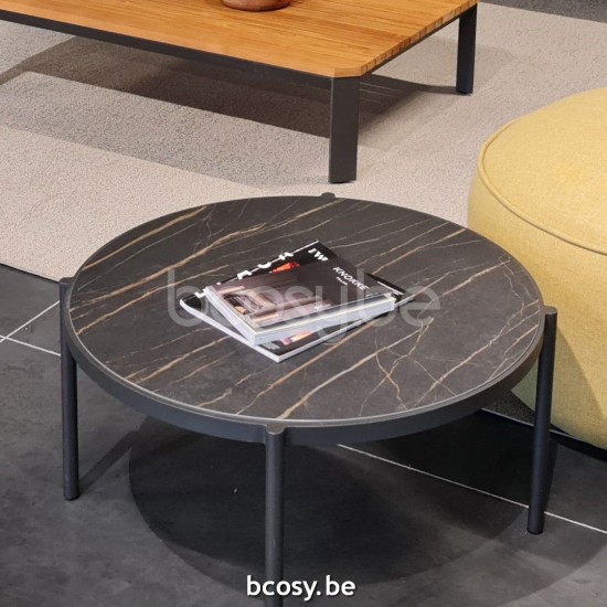 Jardinico VOLTE Ronde Salontafel Vernestbaar Ø75 Wit Ceramic Nero-Charcoal.