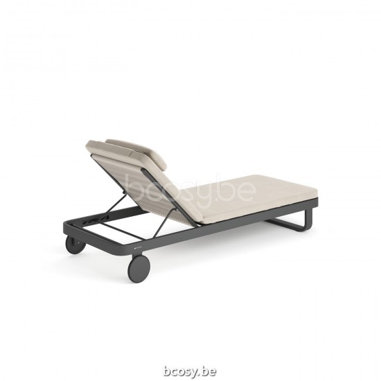 Jati Kebon Durbuy Sunlounger Alu Charcoal Mat Rope Beige Uni 14mm Straight Weaving.