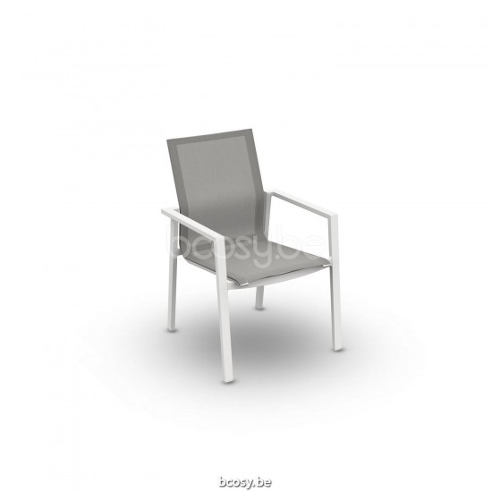 Jati Kebon Beja Stackable Arm Chair Alu White Mat Batyline Light Grey.