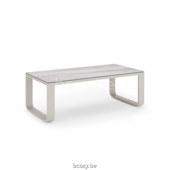 Jati Kebon Reno Coffee Table Alu Dune Mat Ceramic Travertino White 6mm 120X60x40.