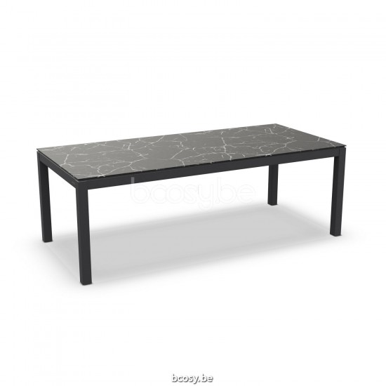 Jati Kebon Danli Dining Table Alu Black Mat Ceramic Black Marble 220X100.