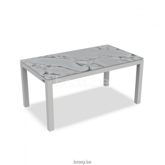 Jati Kebon Danli Dining Table Alu White Mat Ceramic Calacatta 160X90.