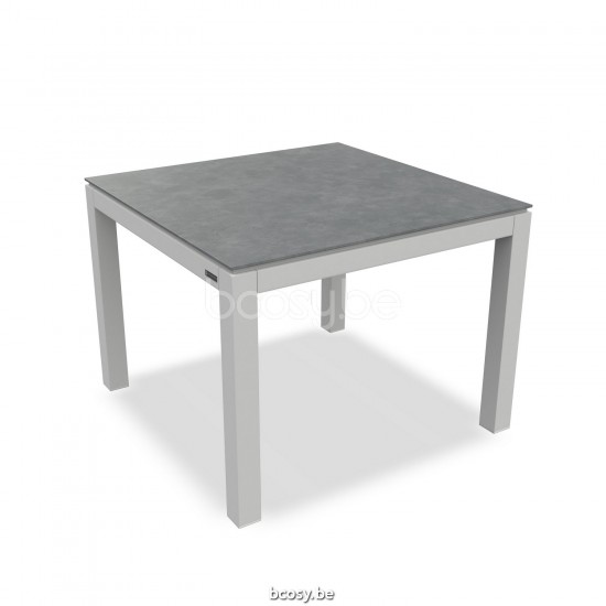 Jati Kebon Danli Dining Table Alu White Mat Ceramic Ash Grey 100X100.