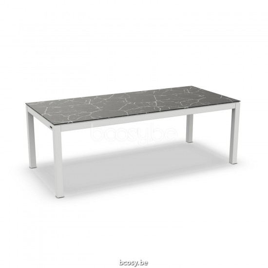 Jati Kebon Danli Dining Table Alu White Mat Ceramic Black Marble 220X100.