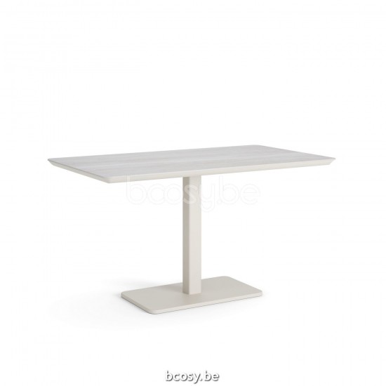 Jati Kebon Lucca Dining Table Alu Dune Mat Ceramic Travertino White 6mm 140x80.