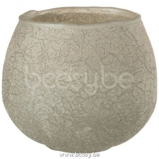 J Line 11963 Theelichthouder Crackle Bal Glas Grijs L9xB9xH10 T theelichten theelichthouders