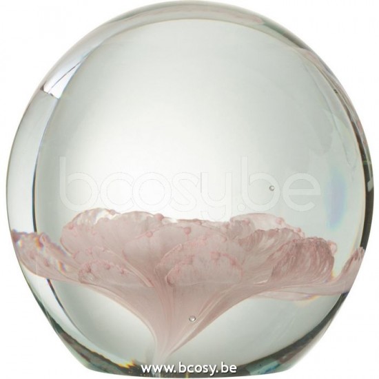 J Line Jline Fermacarte Rosa Vetro Rosa Small Pisapapeles Rosa Cristal Rosa Small