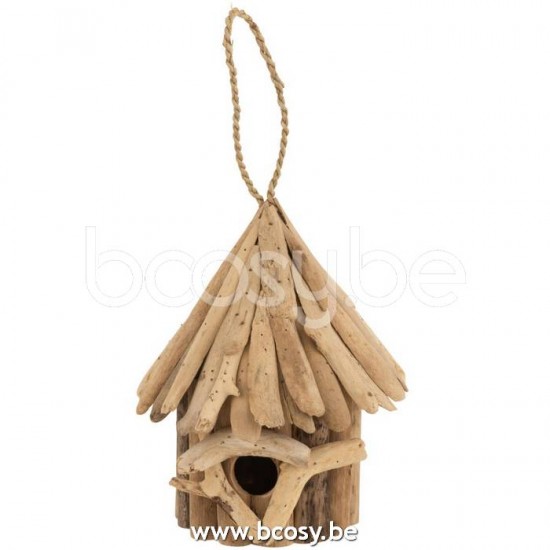 J Line Jline Casetta Uccelli Legno Di Mare Naturale Small Pajarera Madera Flotante Natural Small