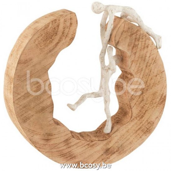 J Line Jline Coppia Scalare Legno Mango Alluminio Naturale Bianco Figura Pareja Escalar Madera De Mango Aluminio Natural Blanco