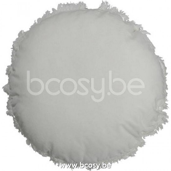 Jline Cojin Redondo Terciopelo Algodon Lino Blanco