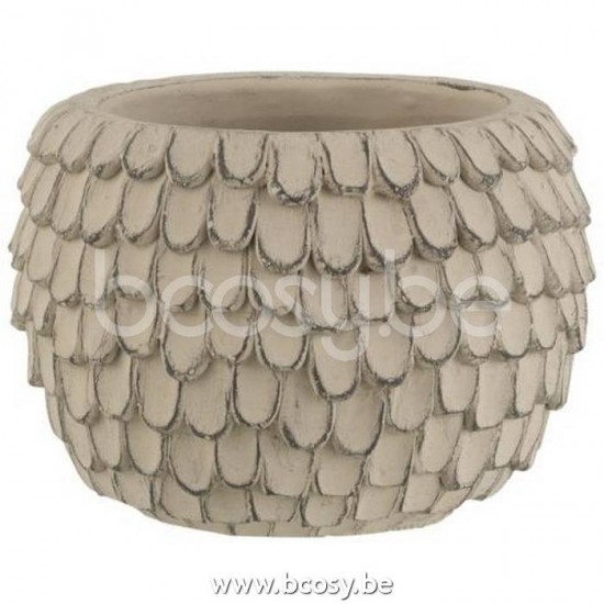 J Line Jline Portavasi Foglia Cemento Grigio Chiaro Medium Tarro Hoja Cemento Gris Claro Medium