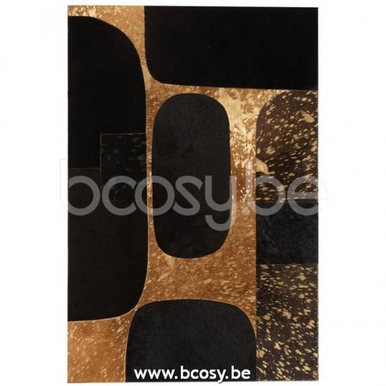 Jline Marco Rectangular Oval Cuero Negro Oro Large