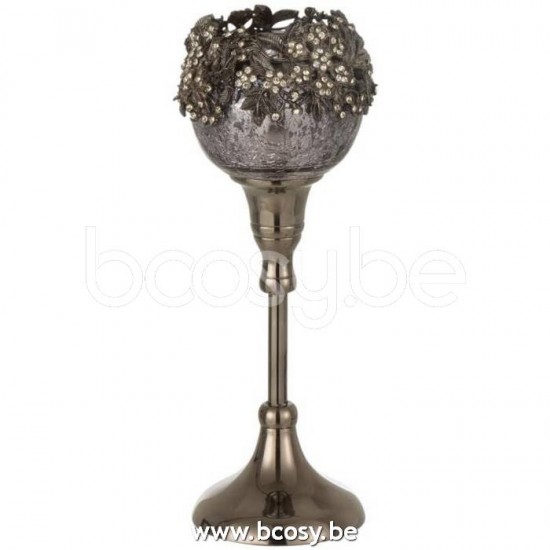 Jline Portavela En Pie Goya Metal Aluminio Cristal Smokey Grey Small