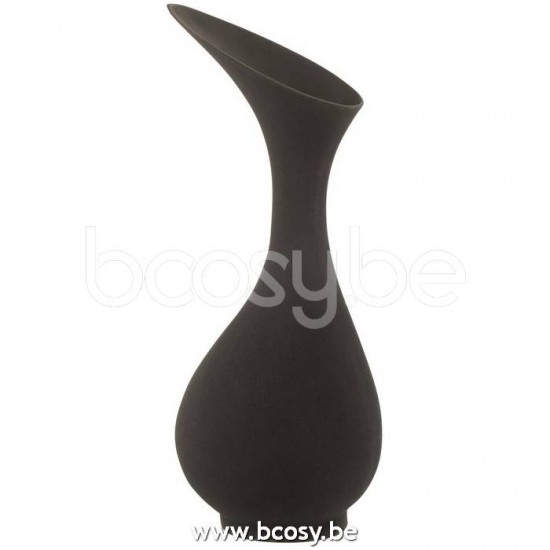 J Line Jline Vaso Olivia Rugoso Alluminio Nero Medium Jarron Olivia Bruto Aluminio Negro Medium