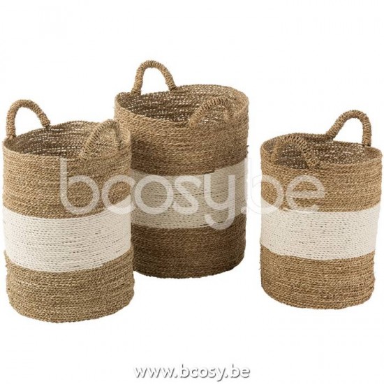 J Line Jline Set Von 3 Körben Seegras Wei? Naturell lagerkorb lagerkoerbe