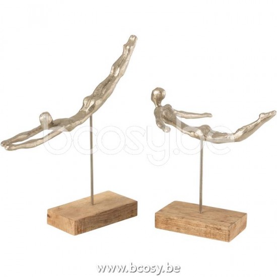 Jline Figura Nadador Resina Mango Plata Surtido De 2