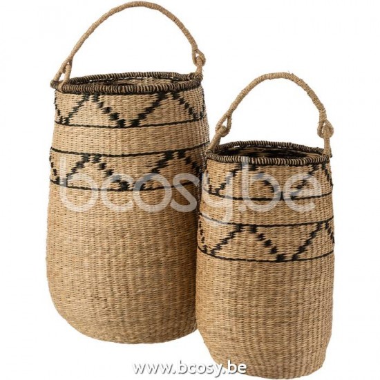 Jline Set De 2 Cestas Grandes Hiera Marina Natural Negro