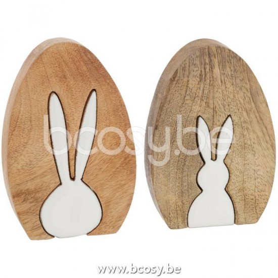 Jline Conejo Silueta Puzzle Madera De Mango Natural Blanco Small Surtido De 2