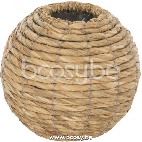 J Line Jline Vaso Yumi Palla Paglia Naturale Extra Small Jarron Yumi Bola Paja Natural Extra Small