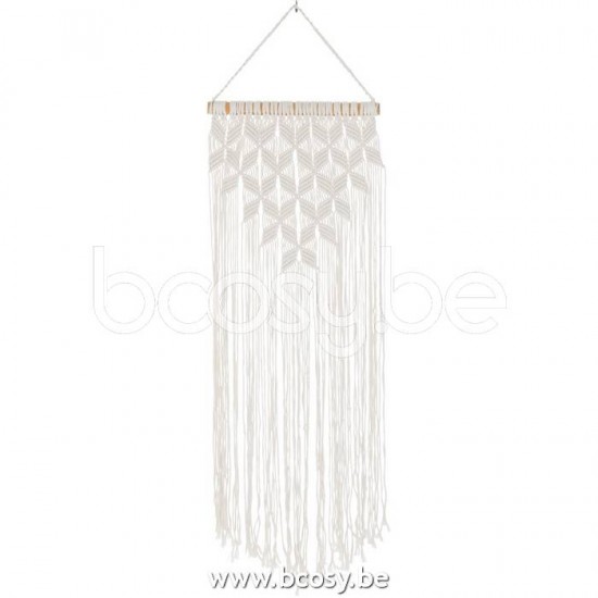J Line Jline Decorazione Da Parete Macrame Lungo Cotone Bianco Wall Decoration Macrame Long Cotton White