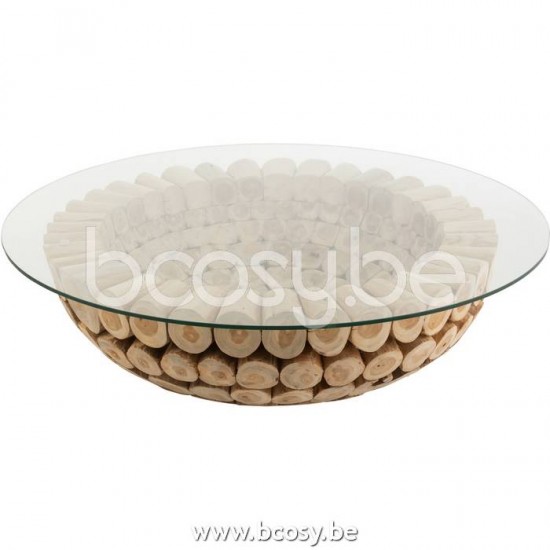 J Line Jline Coffee Table Discs Open Teak Wood Natural Glass coffee tables
