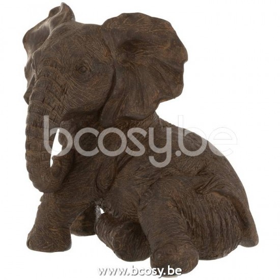 J Line Jline Elefante Disteso Resina Marrone Scuro Elefante Acostado Poli Marron Oscuro