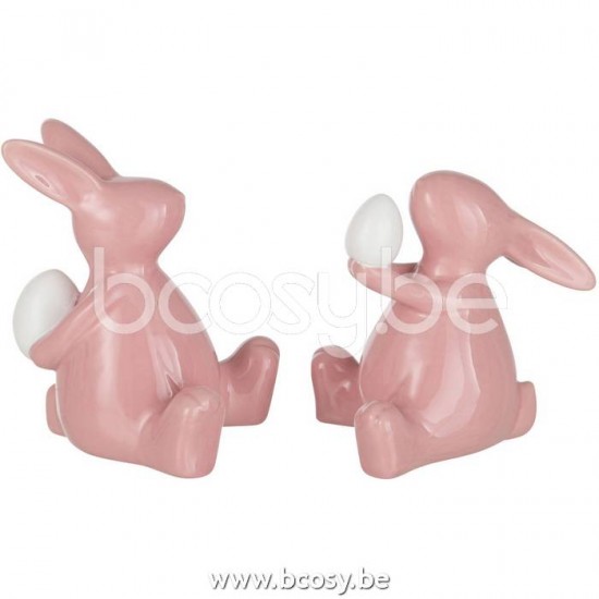 Jline Conejo Sentado Ceramica Rosa Small Surtido De 2