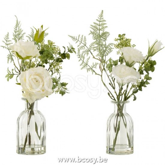 J Line Jline Mazzo Rose Eustoma In Vaso Plastica Verde Bianco Large Assortimento Di 2 Buque Rosas Eustomas En Jarron Agua Artificial Plastico Verde Blanco Surtido De 2 Large