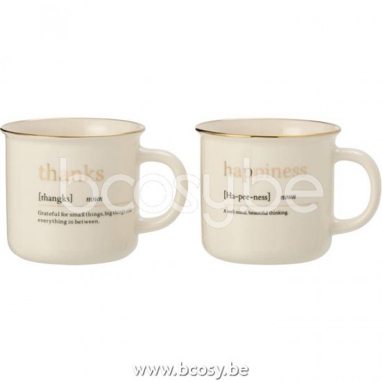 J Line Jline Tazza Messaggio Happiness Thanks Ceramica Oro Assortimento Di 2 Taza Aje Happiness Thanks Ceramico Oro Surtido De 2