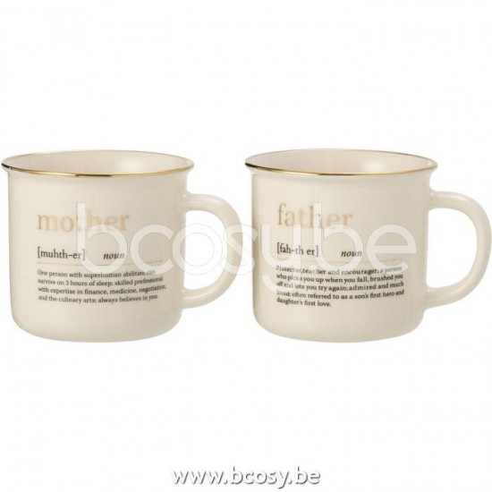 J Line Jline Tazza Messaggio Mother Father Ceramica Oro Assortimento Di 2 Taza Aje Mother Father Ceramico Oro Surtido De 2