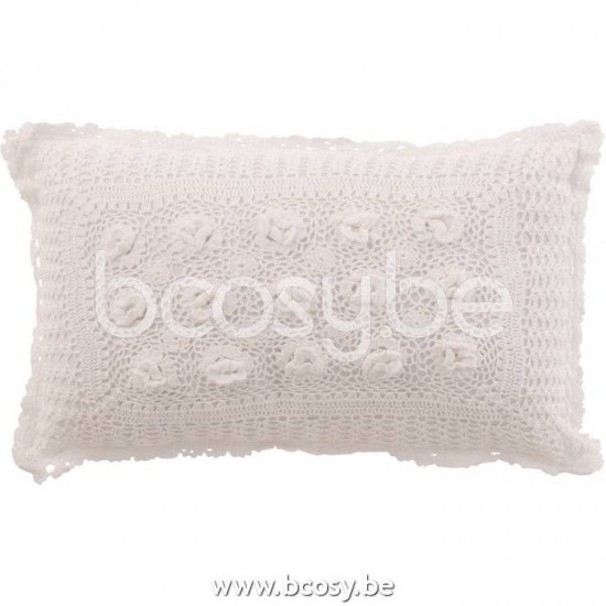 Jline Cojin Rectangulo Encaje Algodon Blanco
